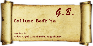 Gallusz Beáta névjegykártya