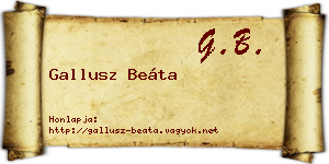 Gallusz Beáta névjegykártya